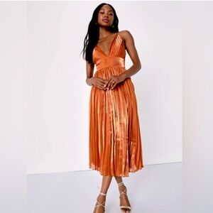 Lulu's Radiant Orange Midi Dress